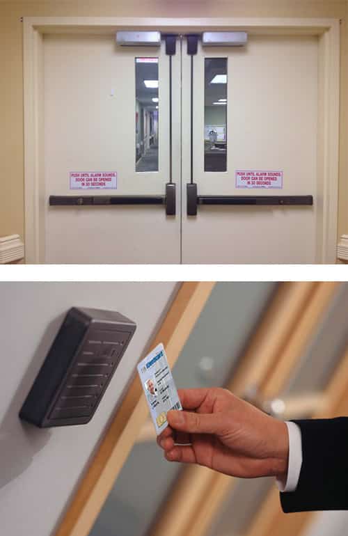 image of commercial doors with magnetic locks